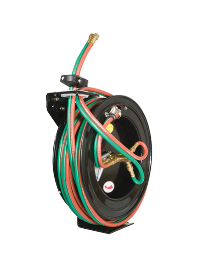 Oxy-Acetylene Retractable Hose Reel - Includes 100' 1/4" Grade T Twin Hose