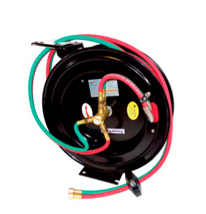 Oxy-Acetylene Retractable Hose Reel - Includes 50' 1/4" Grade T Twin Hose